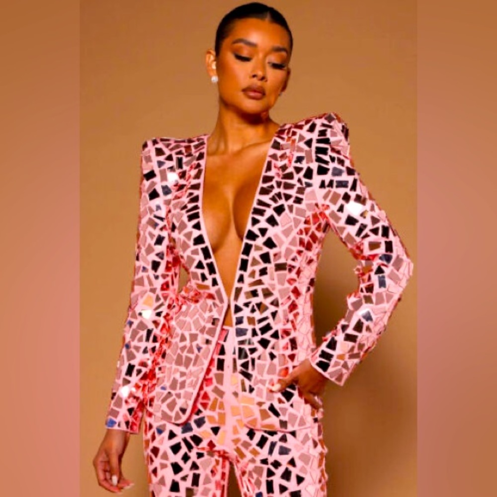 Fashion nova luxe Kennedy Mirror Jacket and pants in gem
